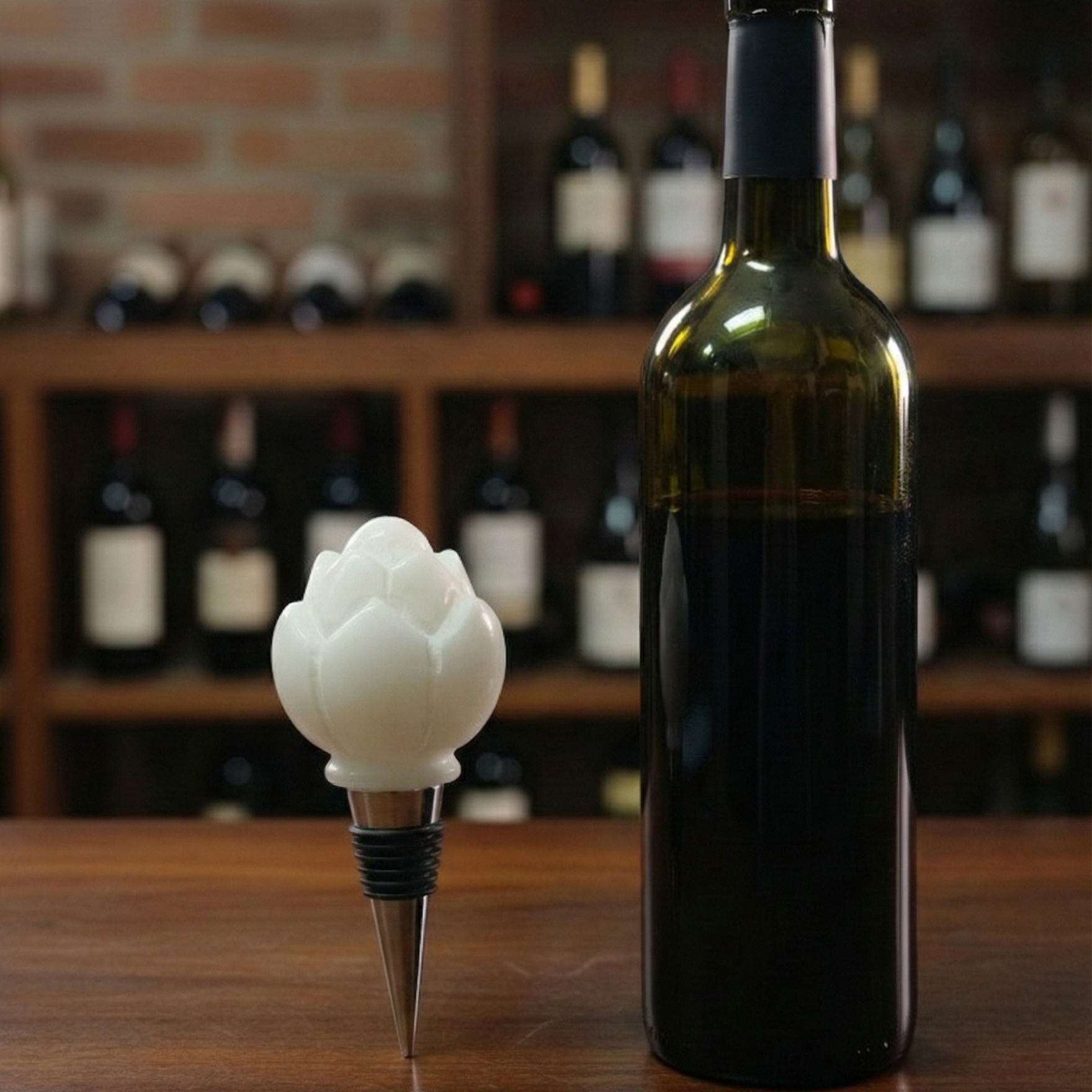 Carved Floret Wine Bottle Stopper